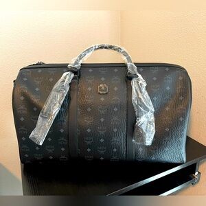 MCM Duffle Bag (New) - Black Visetos w/Suede Interior